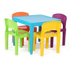 24\'\' Square Adjustable Plastic Kids Activity Table With 4 Chairs ... 24\'\' Square Adjustable Plastic Kids Activity Table With 4 Chairs ...