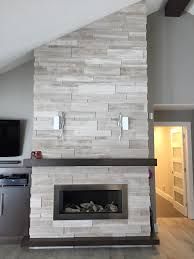 27+ Stunning Fireplace Tile Ideas for your Home | White stone fireplaces White stone and Stone fireplaces
