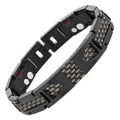 avec Outil Gratuit pour enlever Liens. 3000 Gauss chacun MPS/® 4 bio/él/éments Titane Bracelet magn/étique avec Boucle d/éployante et des aimants puissants