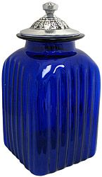 Hand Painted Glass Kitchen Canisters Cobalt Hand Painted Glass Kitchen Canisters Cobalt