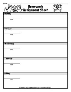 weekly assignment sheet m fr homeschool planning record weekly assignment sheets