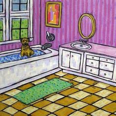 border terrier guitar dog 4x6 glossy animals impressionism artist gift
