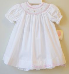 NWT Petit Ami White Smocked Daygown 2pc Preemie Baptism Christening Dress Girls