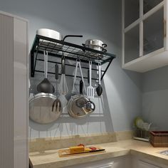 4 Foot Long Aga Inspired Stainless Steel Pot Rack and Pan Rack