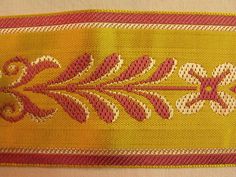 Wide Lyon France Weaved Tape Yellow Green Peach Classical Style
