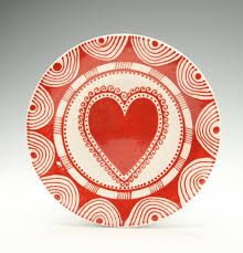 Hand Painted Pottery Love Platter For Valentine S Day Hand Painted Pottery Pottery Painting Valentine Plates