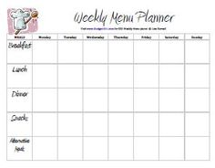 blank weekly menu planner template menu planning pinterest weekly menu plan template