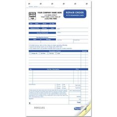 auto repair order forms