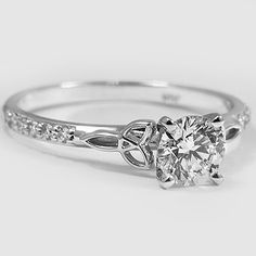 Elegant Horseshoe Shaped Diamond Wedding Ring With Mill Grain Edge White Gold Luxe Celtic Love Knot Ring Set With A Carat Round Very Good Cut I Color Clarity Diamond