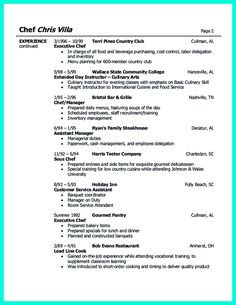 resume for culinary arts