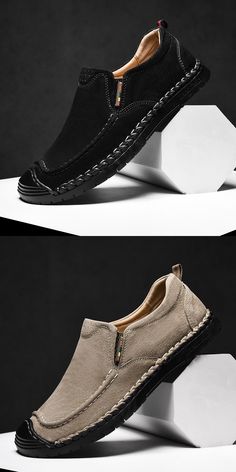 Mens Fashion Boat Shoes Driving Flat Sneaker Slip On Loafer Cowhide Slip On Shoe