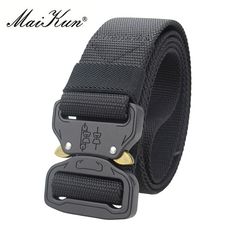 NEW 1.5/" WIDE RUSTIC BLACK EURO FLIPTOP BUCKLE 56/" CANVAS MILITARY WEB BELT