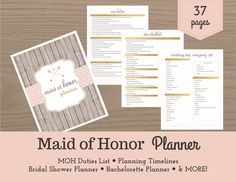 Ultimate Maid of Honor Wedding Planner - Instant Download - Printable DIY - MOH binder - MOH duties - wedding binder - wedding book - PDF download … | Pinteres… Ultimate Maid of Honor Wedding Planner - Instant Download - Printable DIY - MOH binder - MOH duties - wedding binder - wedding book - PDF download - Planning Ki
