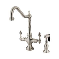 Templeton Kitchen Faucet With Metal Lever Handle And Br Side Elements Of Design Heritage Satin Nickel 2 Handle Deck Mount Bridge Kitchen Faucet