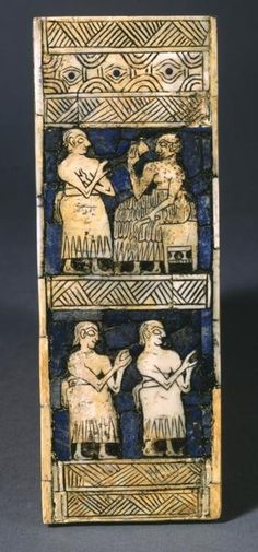 inlay panel from the soundbox of a lyre from ur c 2600 bce shell the sumerian standard of ur created between 2600 and 2400 bce is an example of what art form
