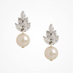Wedding Jewelry Bridal Earrings Bridesmaid Cubic Zirconia Wedding Jewelry Bridal Earrings Bridesmaid Cubic Zirconia Ear Posts With White Shell Based Pearl