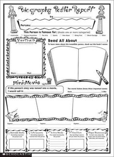 doing biography reports are easy and fun with this fill in poster template that invites kids to research write and draw about any person past or present