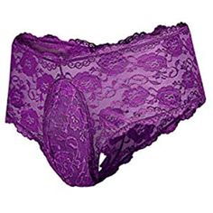 Ex Store Frilly Stretch Lace Thong Black
