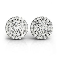 14k White Gold Over 1.11 ct 5mm Cubic Zirconia Halo Solitaire CZ Stud Earrings Best Gift Ideas for Women Girls Ladies