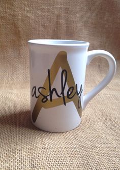 custom personalized coffee mug by katiesvinylkreations on etsy