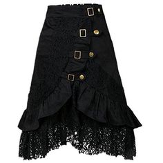 Indrah Womens Rock Steampunk Skirt High Low Victorian Retro Gothic overskirt S-6XL