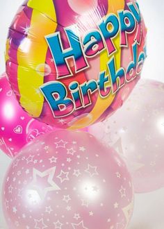Happy Birthday Balloon Arrangement Including Multi Coloured Reading Three