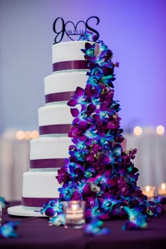 Elegant Cobalt Blue Kauai Island Wedding Purple And Purple Plum Theme With Dendrobium Orchids Dyed Blue And A Few Lisianthus Filler Flowers