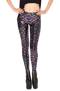 KM/_ Women/'s Simulation Mermaid Fish Scale Skinny Pants Stretch Trendy Leggings