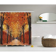 Ambesonne Tropical Decor Collection Purple Orange Black Sunset over the Ocean with Tropical Palm Trees Twilight Sundown Scenery Print 84 Inches Extra Long Polyester Fabric Bathroom Shower Curtain