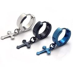 Magn/étiques Noir Cercle Blanc Pentagramme Etoile Fake Piercing Boucles doreilles Homme Femme Bouchon doreille