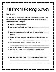 back to school home reading questionnaire survey survey questions attitude survey template