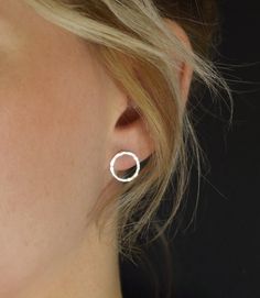 705 Best Small Earrings Images In 2018 Stud Circle Stud Earrings Silver Hoop Hammered Small Dimple