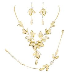 Womens Cutout Necklace Earrings Ring Bracelet Jewelry Set A Set of Four