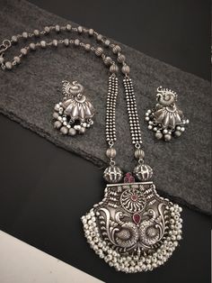 Afghani Necklace German Silver Necklace Indian Jewelry Oxidised Necklace in Chain Indian Silver Necklace Set Ethnic Bollywood Jewelry
