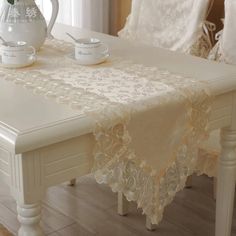 bordado elegante camino d Mantel de encaje blanco soluble en agua bordado elegante camino d Mantel de encaje blanco soluble en agua