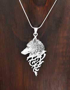 Vintage Nordic Viking fenrir loup Celtique Noeud Pendentif Spirituel Animal Collier