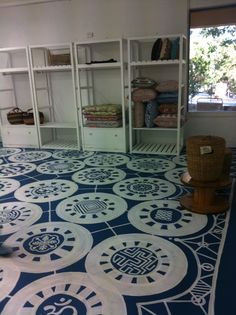 51 Best Painted Concrete Floors Images On Pinterest Arquitetura Painted Concrete Floor Base Was Standard Paint Tinted With Blue For The Design