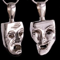 Actor Acting Sterling Silver Comedy Tragedy Masks Pendant Theater Pendant Drama Pendant Theatre Theatre Pendant Acting Pendant