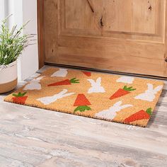 Fancy Land Easter Welcome Doormat Indoor Outdoor 17 x 30 Bunny Spring Front Porch Rugs for Easter Party Decoration Supplies