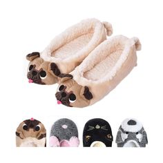 Womens Animal Slippers Ballerina Pug Bally Girls Ladies UK Size 3 4 5 6 7 8