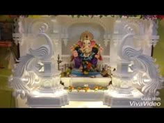ganesh pooja decoration with thermocol craft satya ganpati makhar design