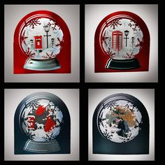 snow globe snowflakes and village shadow box card template