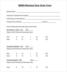 t shirt order forms template free
