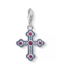 Cross Shape Pack of 5 Lobster Clasp Pendant Bracelet Charms