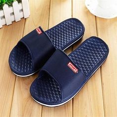 Magic-MC Toe Slippers Indoor Bathing Korean Trend Mens Flip-Flops,Black and red,44