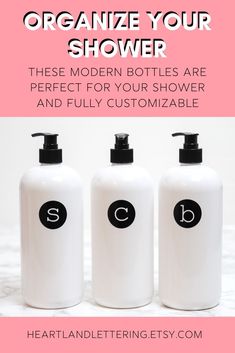 Heartland Lettering Amber Shampoo Bottle with Pump 16oz Organization for Shower Empty Shampoo and Conditioner Bottles Brown Plastic Dispensing Bottles