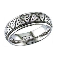 Irish Wedding Band Sterling Silver Mens Celtic Trinity Knot Ring Anium Trinity Knot Wedding Ring