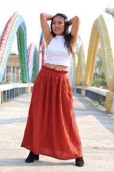 Modest Skirt Full Length Skirt Gauze Cotton Skirt Long Skirt Color Mustard Wrinkled Cotton Skirt Maxi Skirt Long Boho Skirt