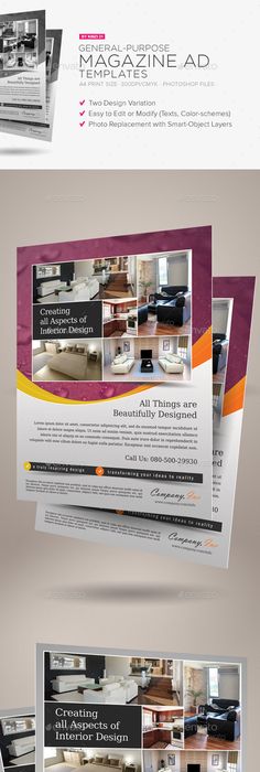 4x Clean Magazine Advertisement Templates Print templates