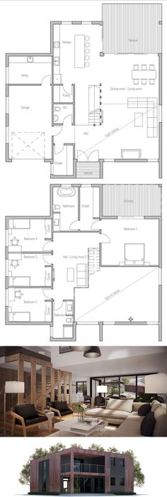 Bungalow de luxe Bungalow, Architecture and Construction - plan maison plain pied 200m2 Bungalow de luxe Bungalow, Architecture and Construction - plan maison plain pied 200m2